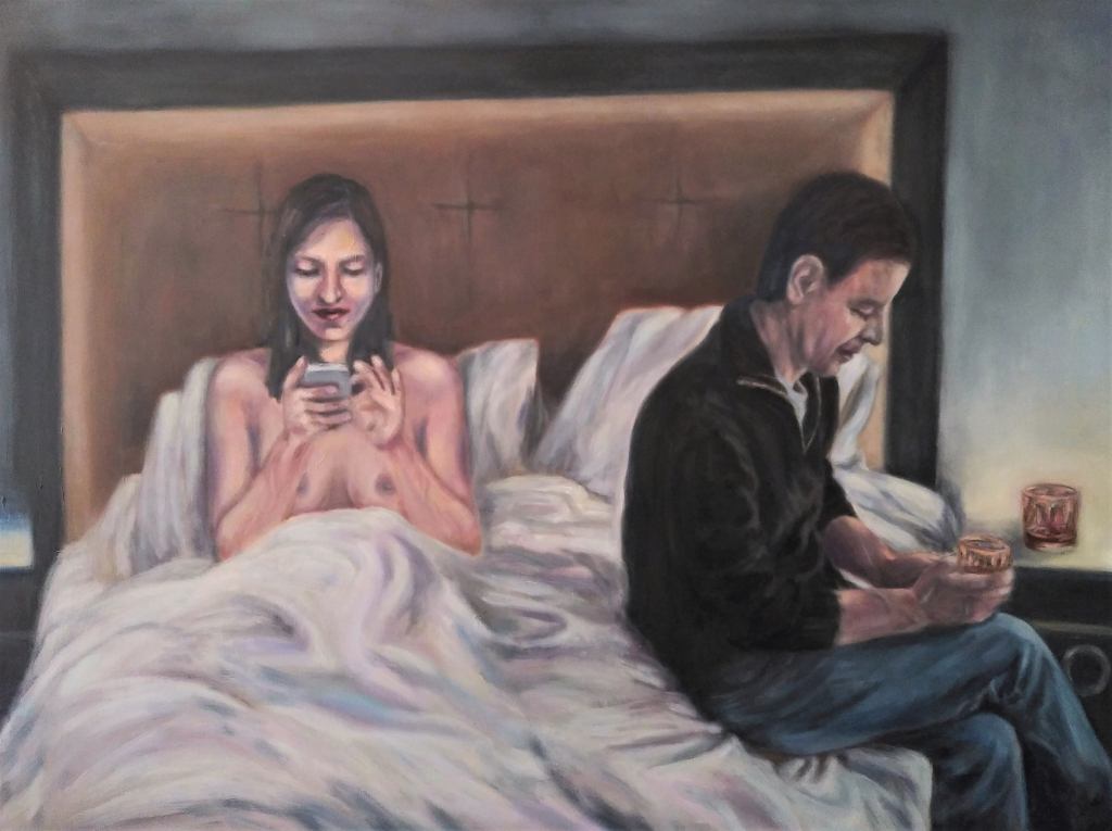 Social commentary about relationship, disconnection between people