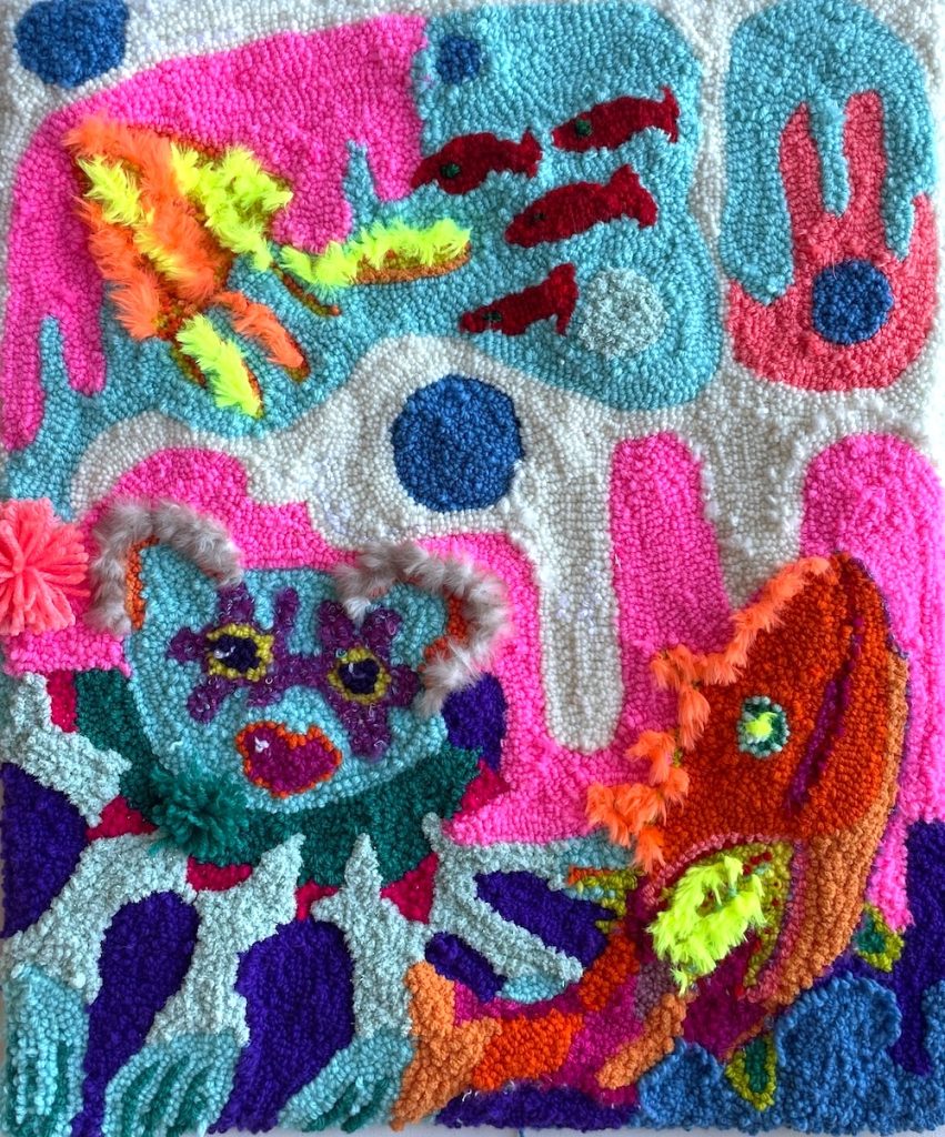 "Fantastical Underwater Scuff. Squid bear and Fish"