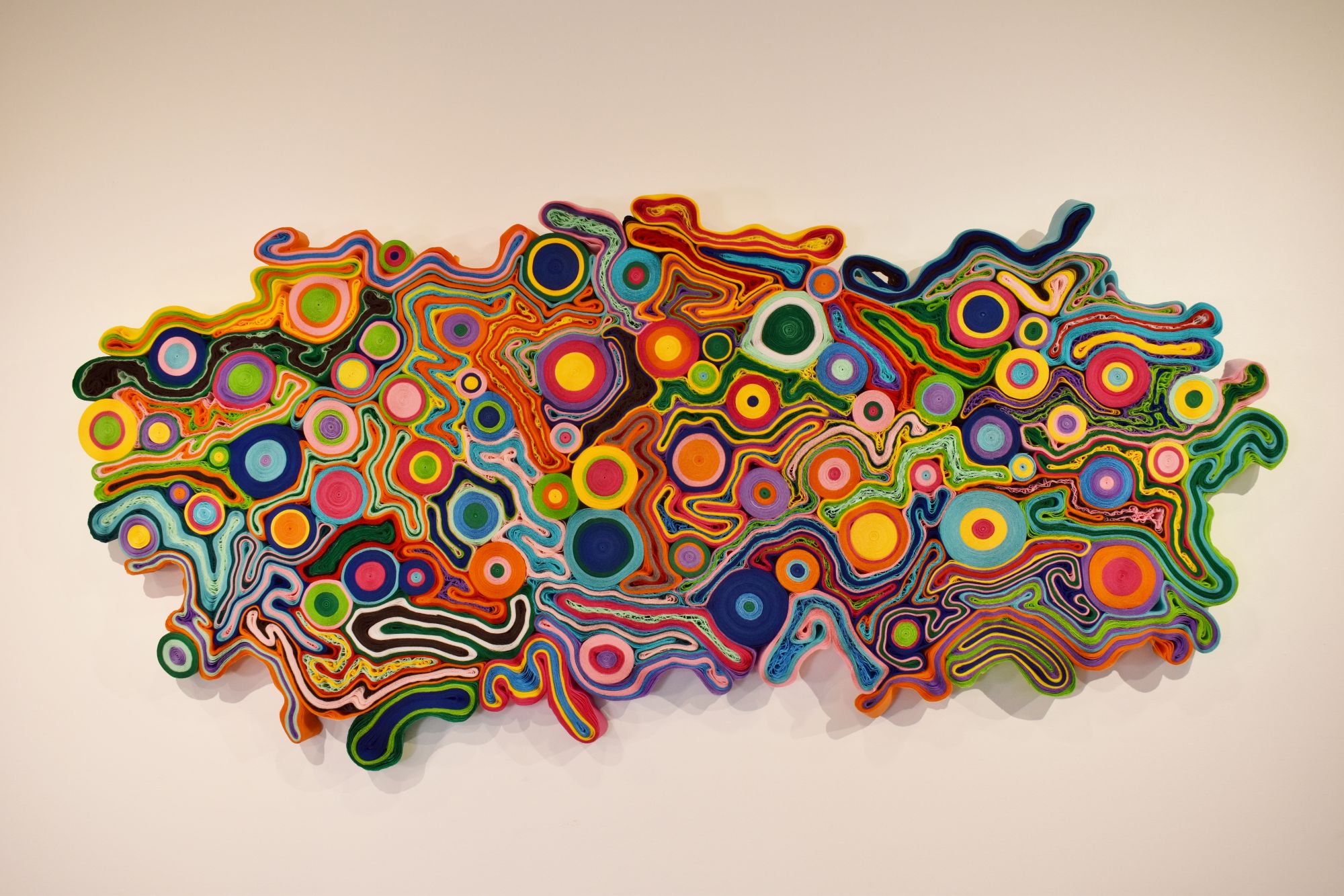 Colorful and bright abstract work with circles and lines 
