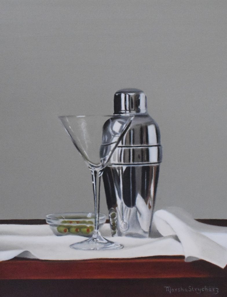 Martini Shaker, Glass And Olives
