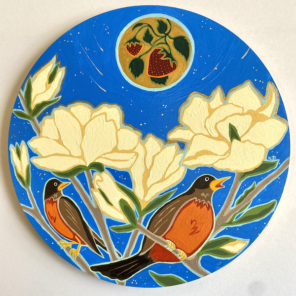 Magnolias and Robins under the Strawberry Moon