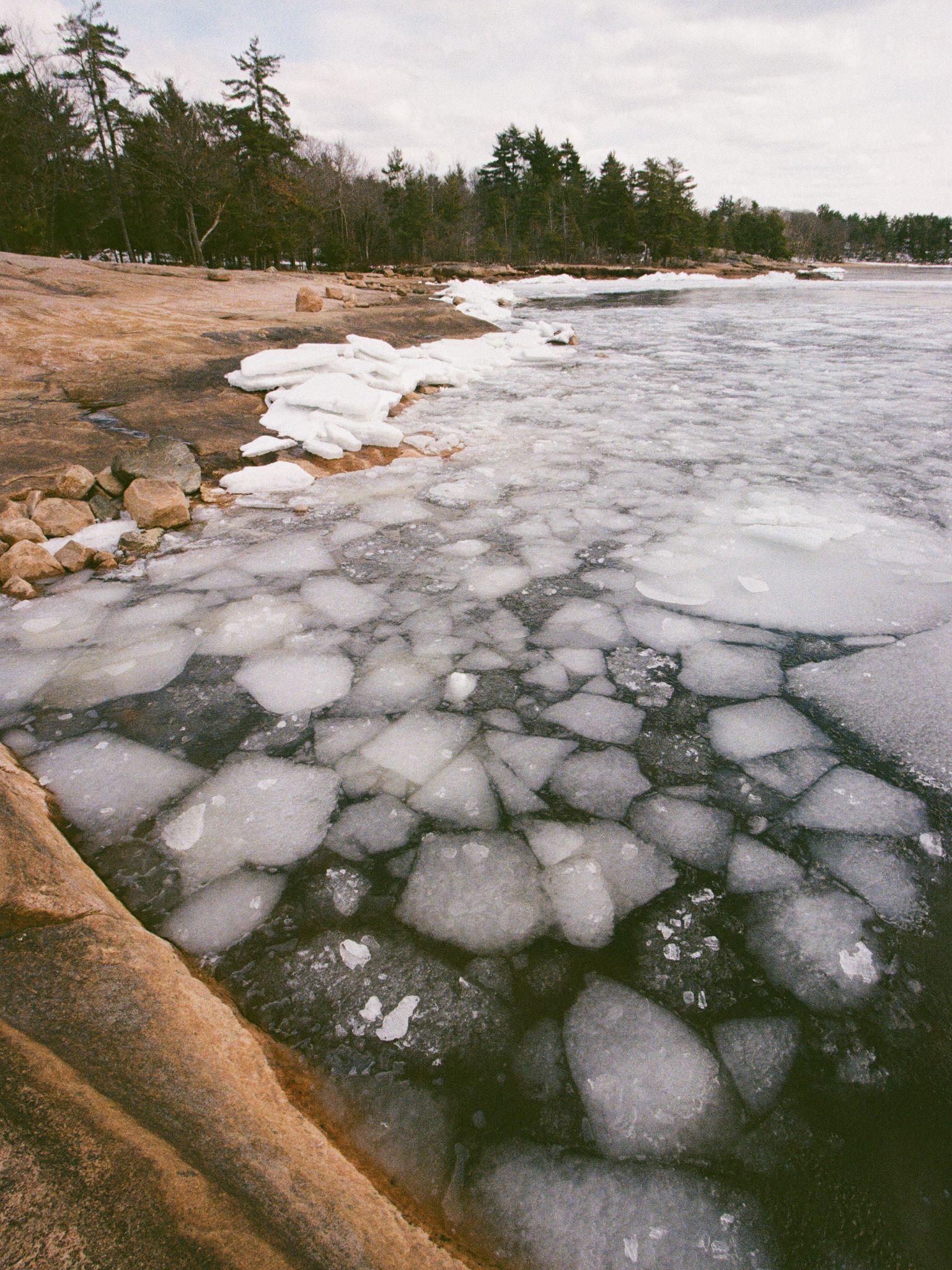 Ice melting on the shores of Georgian Bay, ON. 