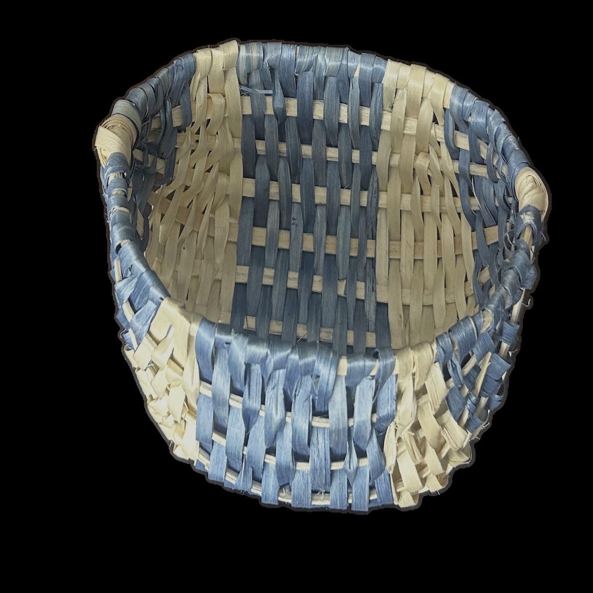 Blue and Natural Deep Oval Basket