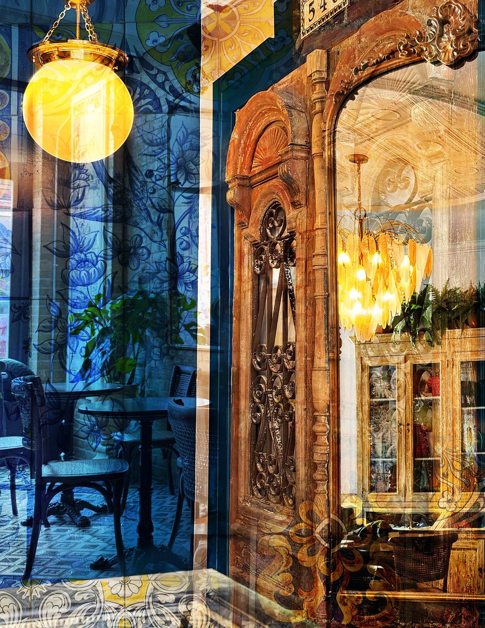 Photograph composite of Cafe Belem on College St, Toronto