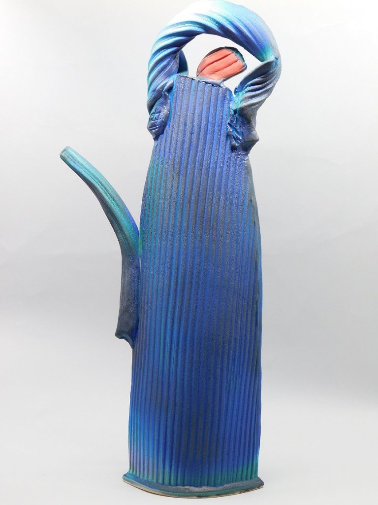 Blue sculpture teapot