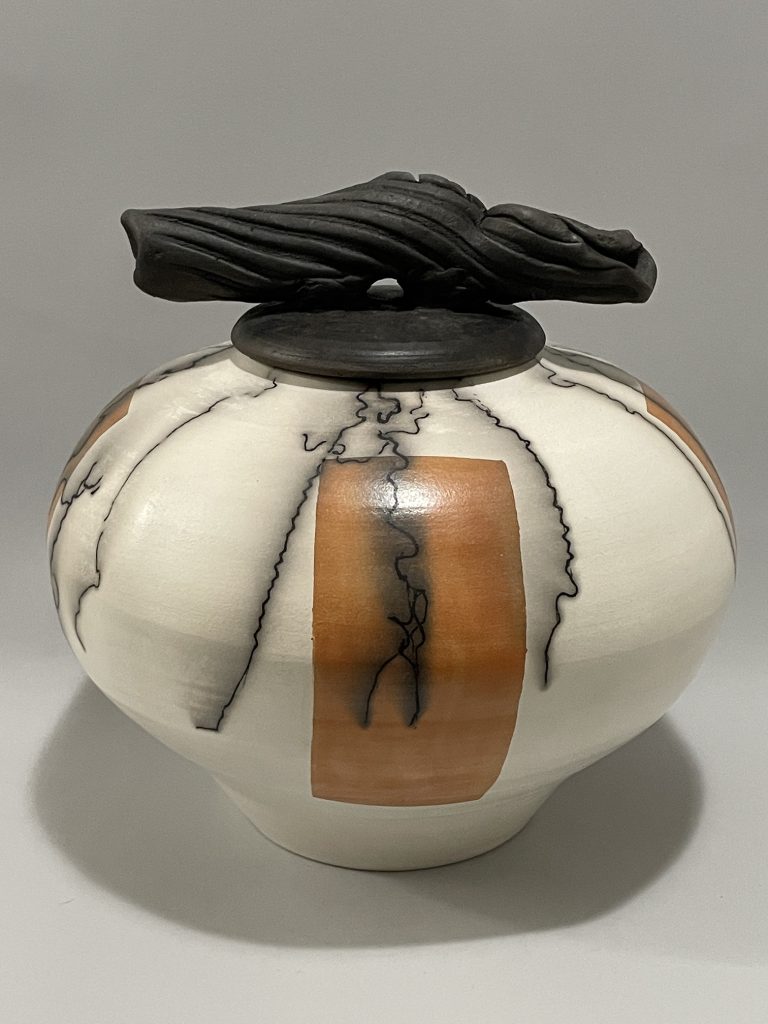 Horsehair cover jar two tone