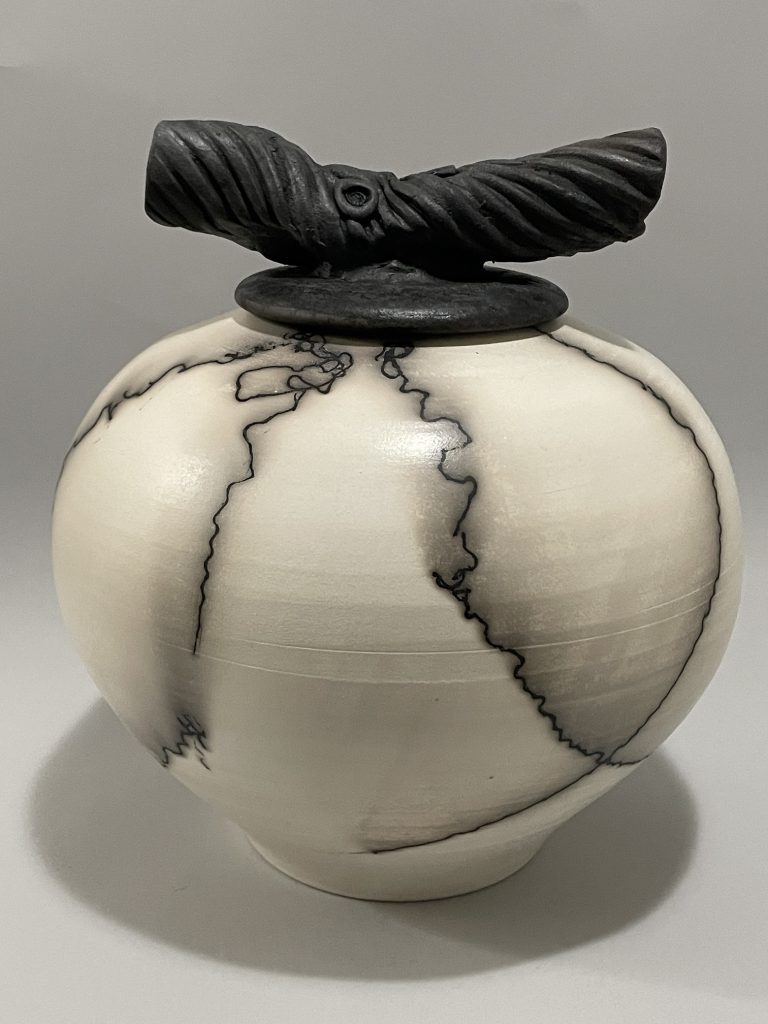 Horsehair cover jar white