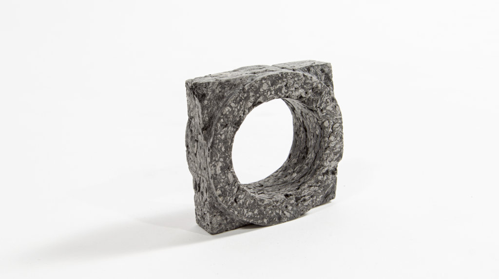 Untitled (hand-carved cong in paper written with clouds, sculpted, sanded and polished by hand)