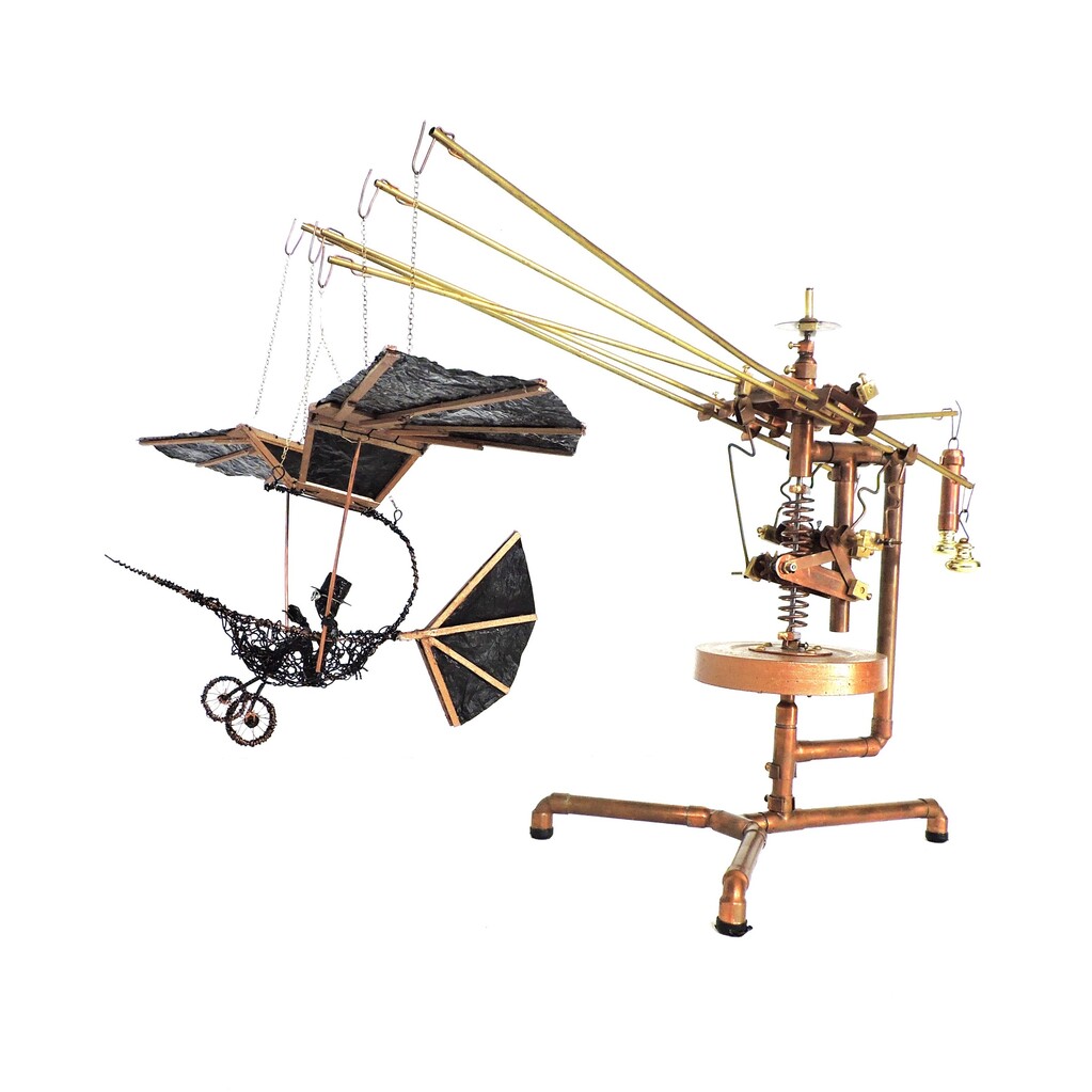Hand Cranked Flying Machine Kinetic Sculpture