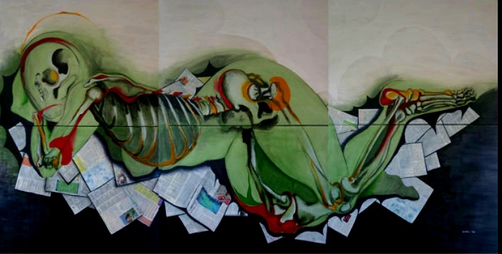 Nude Reclyning on Newspapers
