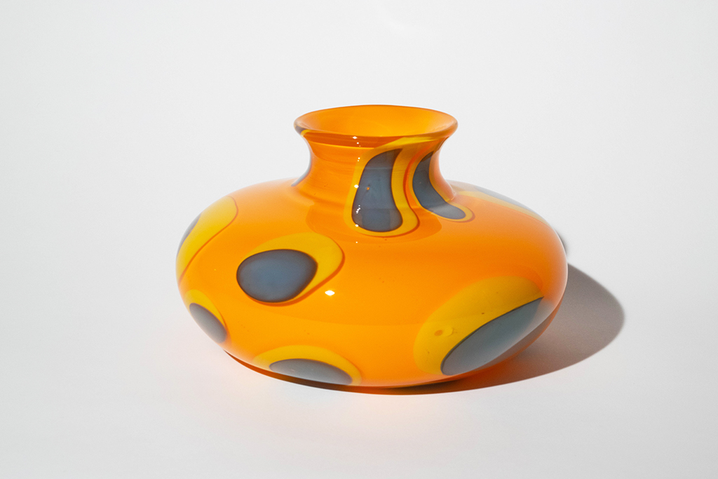 Marigold, Yellow and Blue Polka Dot Vase