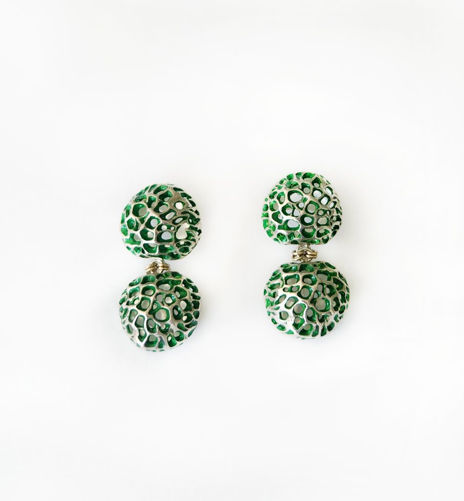 Green Radiolarian Earrings