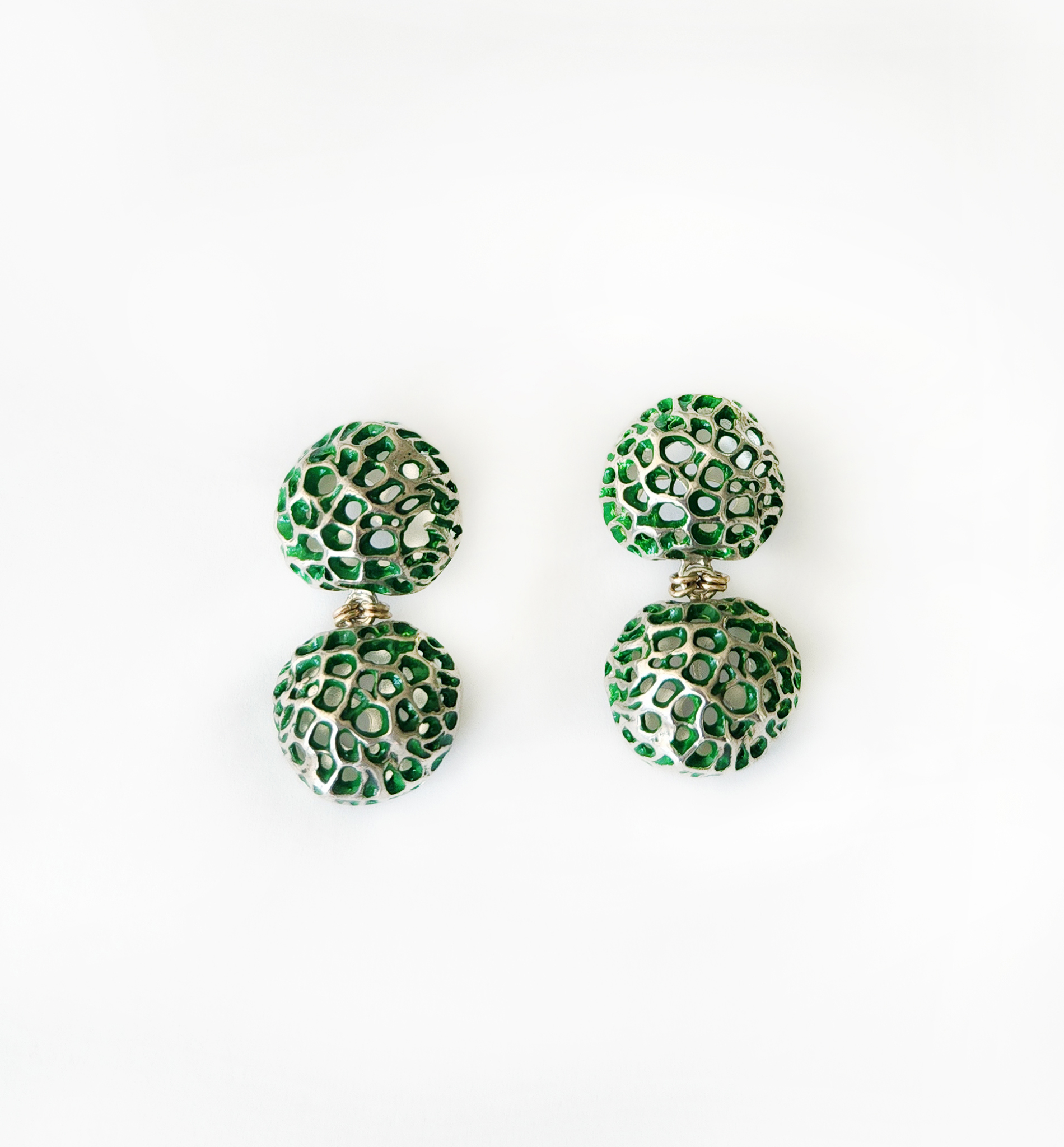 Green Radiolarian Earrings