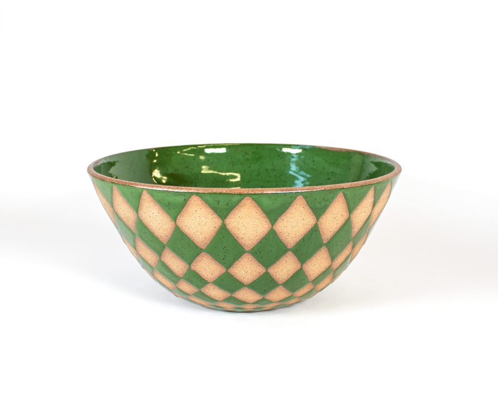 Green Diamond Serving Bowl