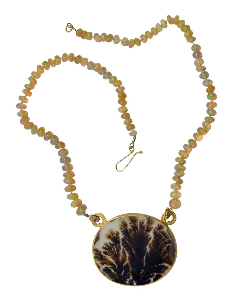 Dendritic Agate &amp; Opal Beads Splotch Necklace