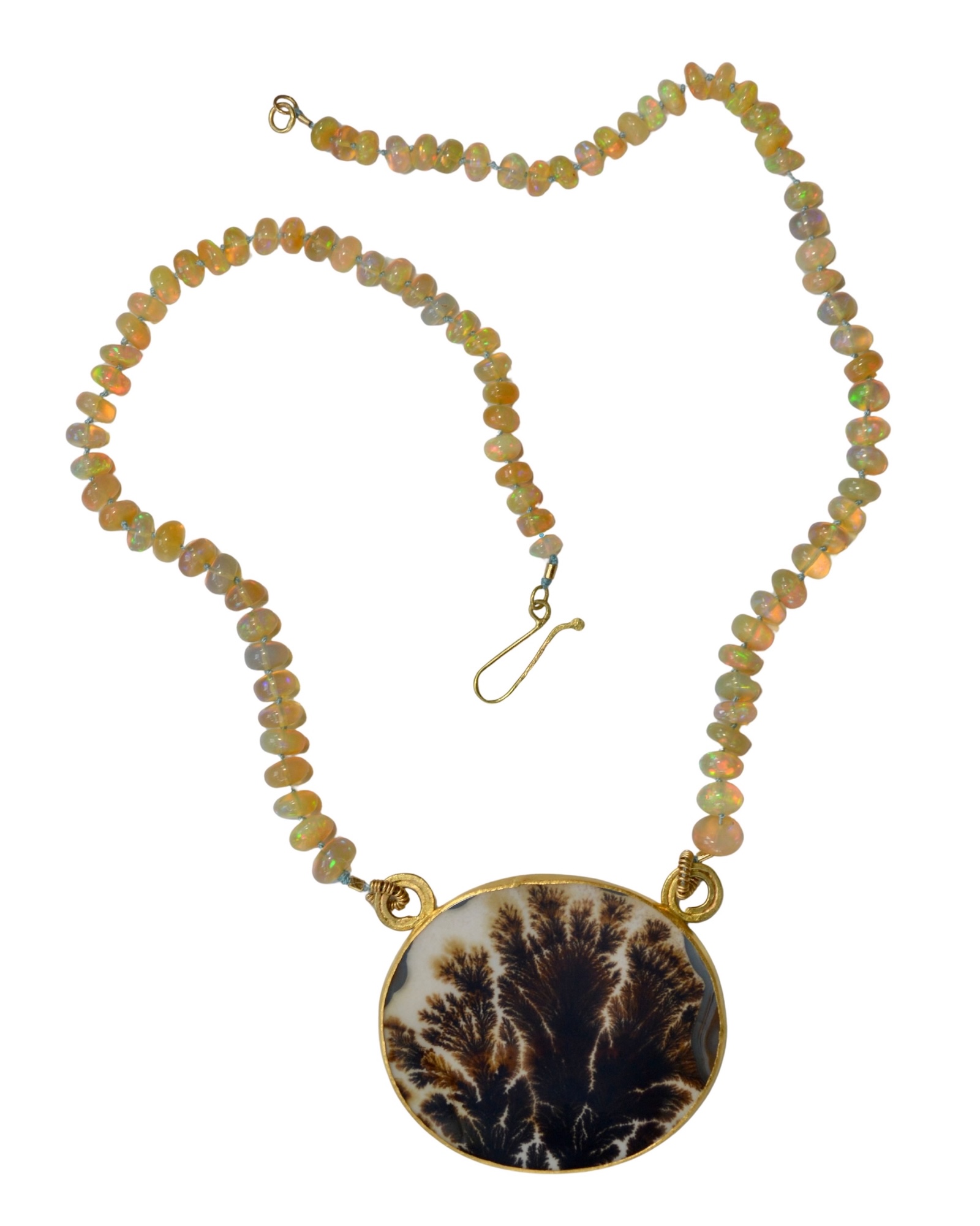 Dendritic Agate &amp; Opal Beads Splotch Necklace