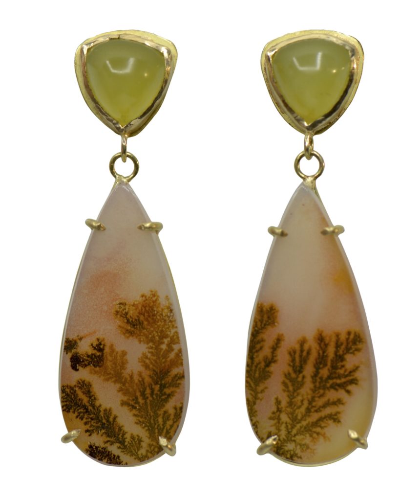 Dendritic Agate &amp; Vesuvianite Drop Earrings