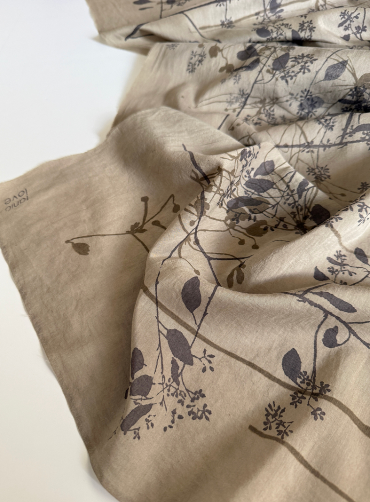 botanical hand screen print on silk and cotton