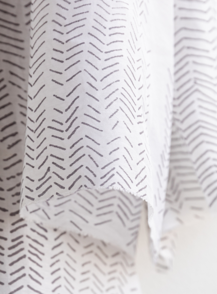 herringbone hand screen print on silk and cotton (detail)