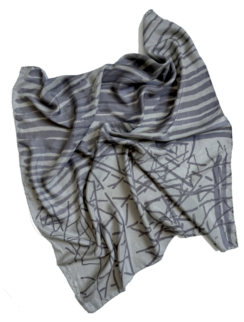 hand dyed silk carré with eiffel print