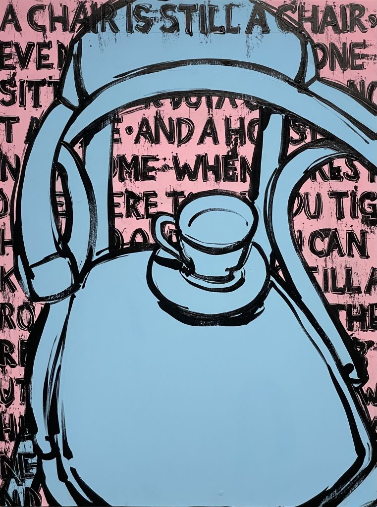 A Chair Is.Blue on Pink.24x18