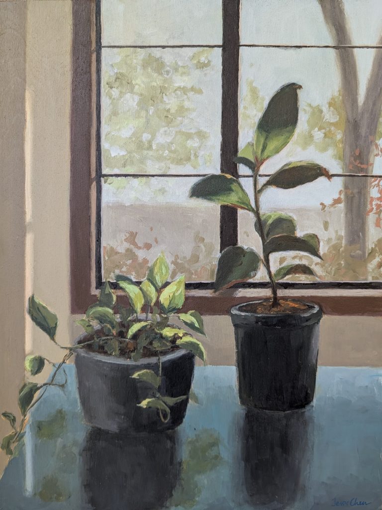 Pothos and Rubber Plant