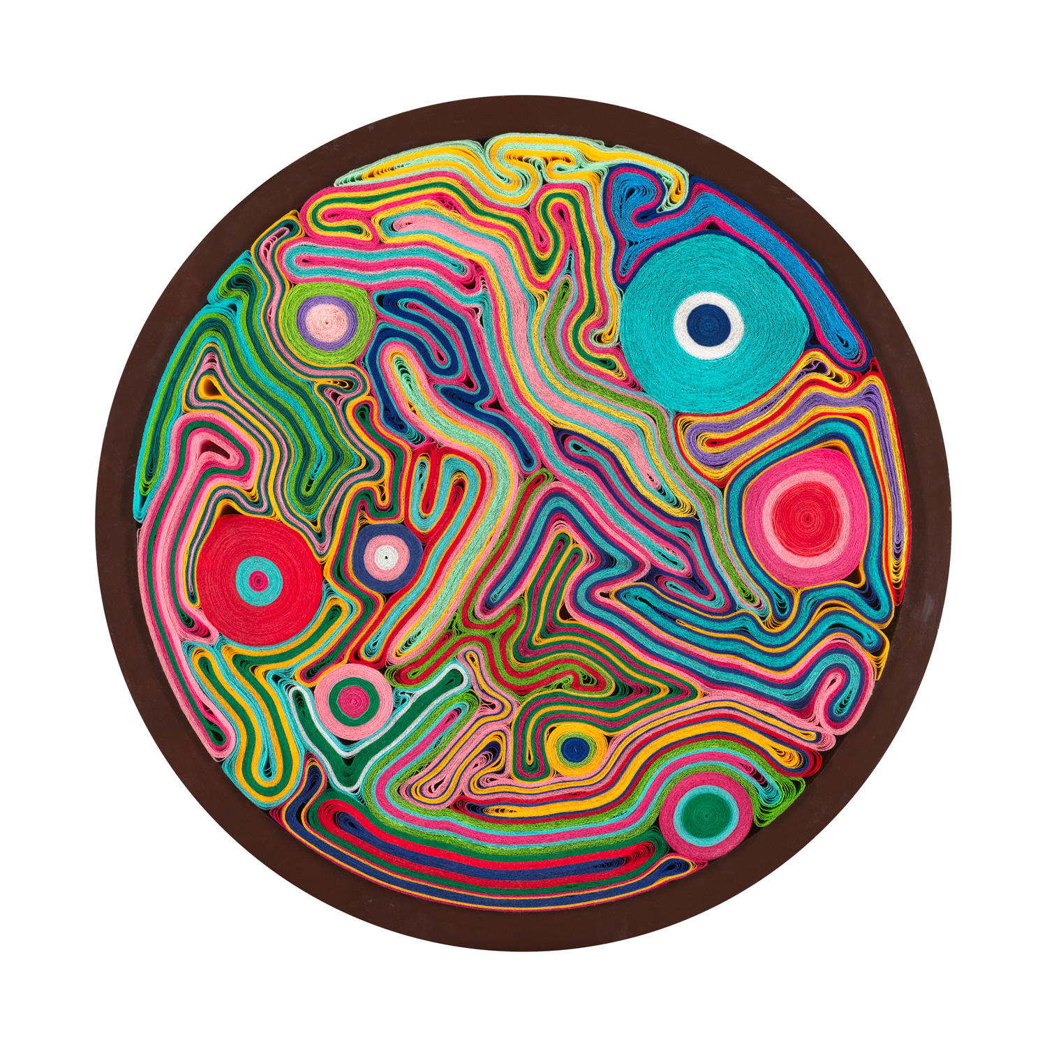 Colorful and bright abstract work with circles and lines 
