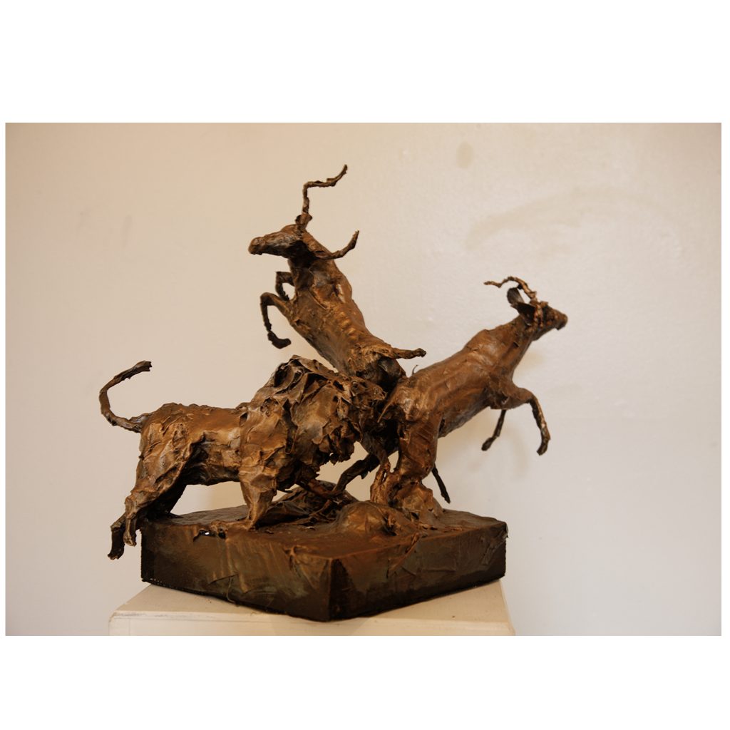 Lion and Two Antelopes by Bill Odwori