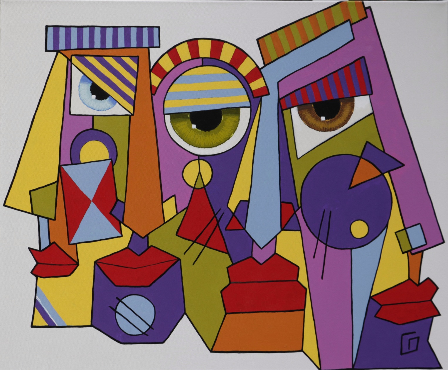 tight composition, bright colours, close-up faces, muti-face portrait, bright colours, realistic eyes, 