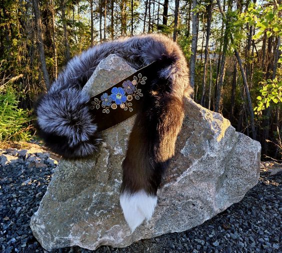Midnight Blossom Silver Fox Stole