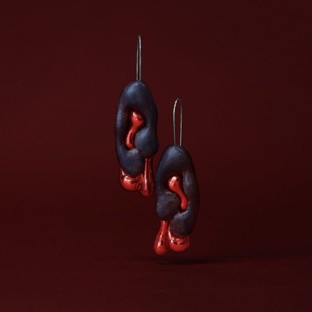 Drippy Wood Earrings (Red)