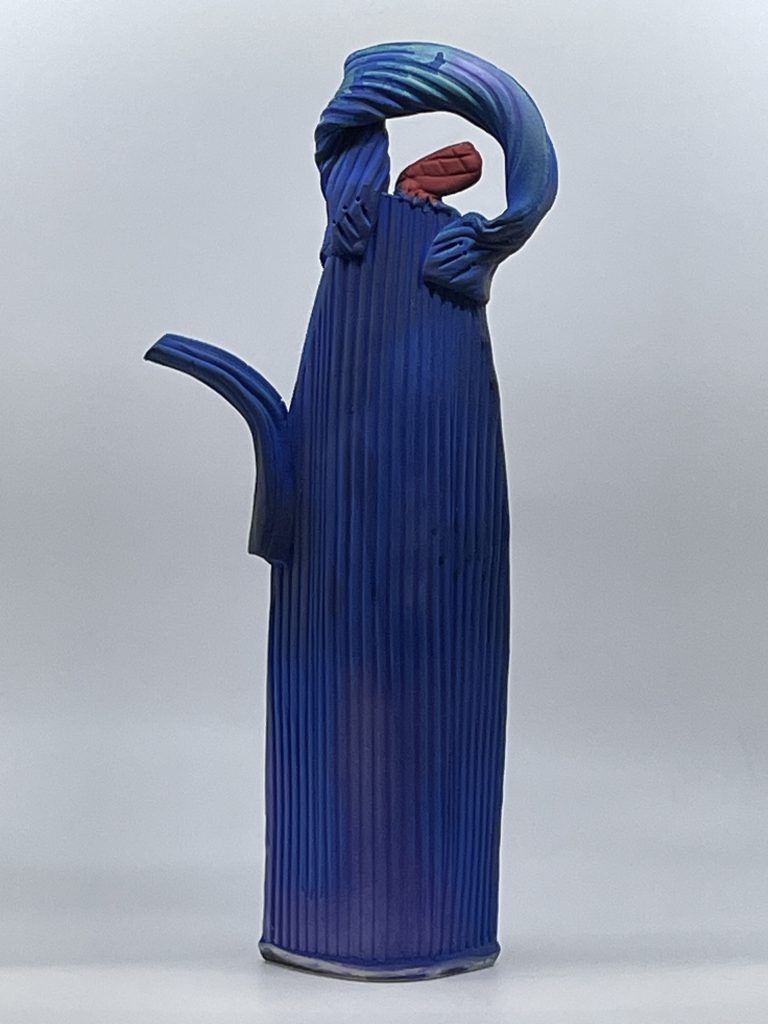 Blue sculpture teapot
