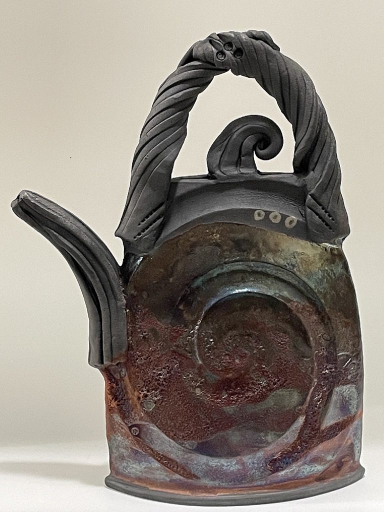 Luster raku sculpture teapot