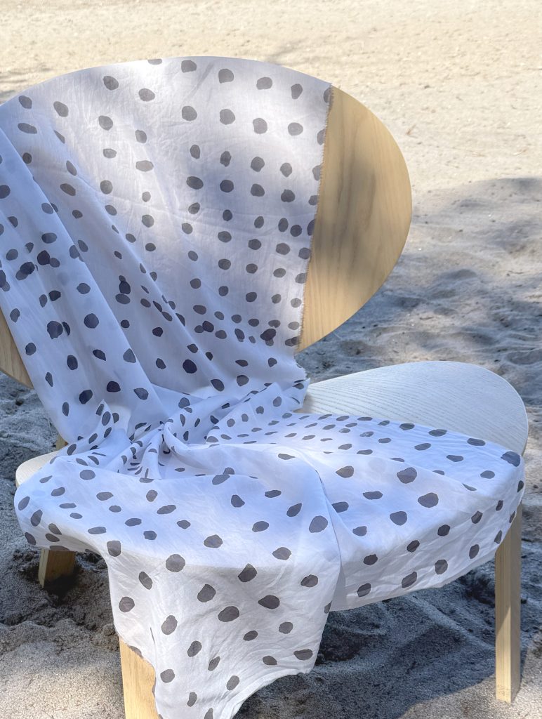 silk and cotton scarf, hand screen printed with botanical ink