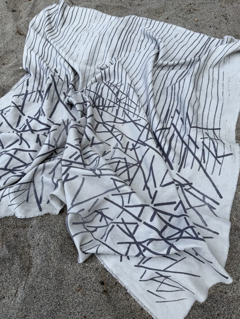 silk and cotton carré hand screen printed with botanical inks